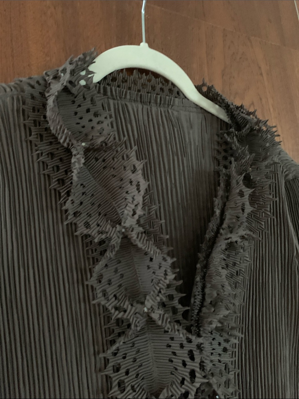 Vanite Couture Pleated Tunic Rich Chocolate Brown one size